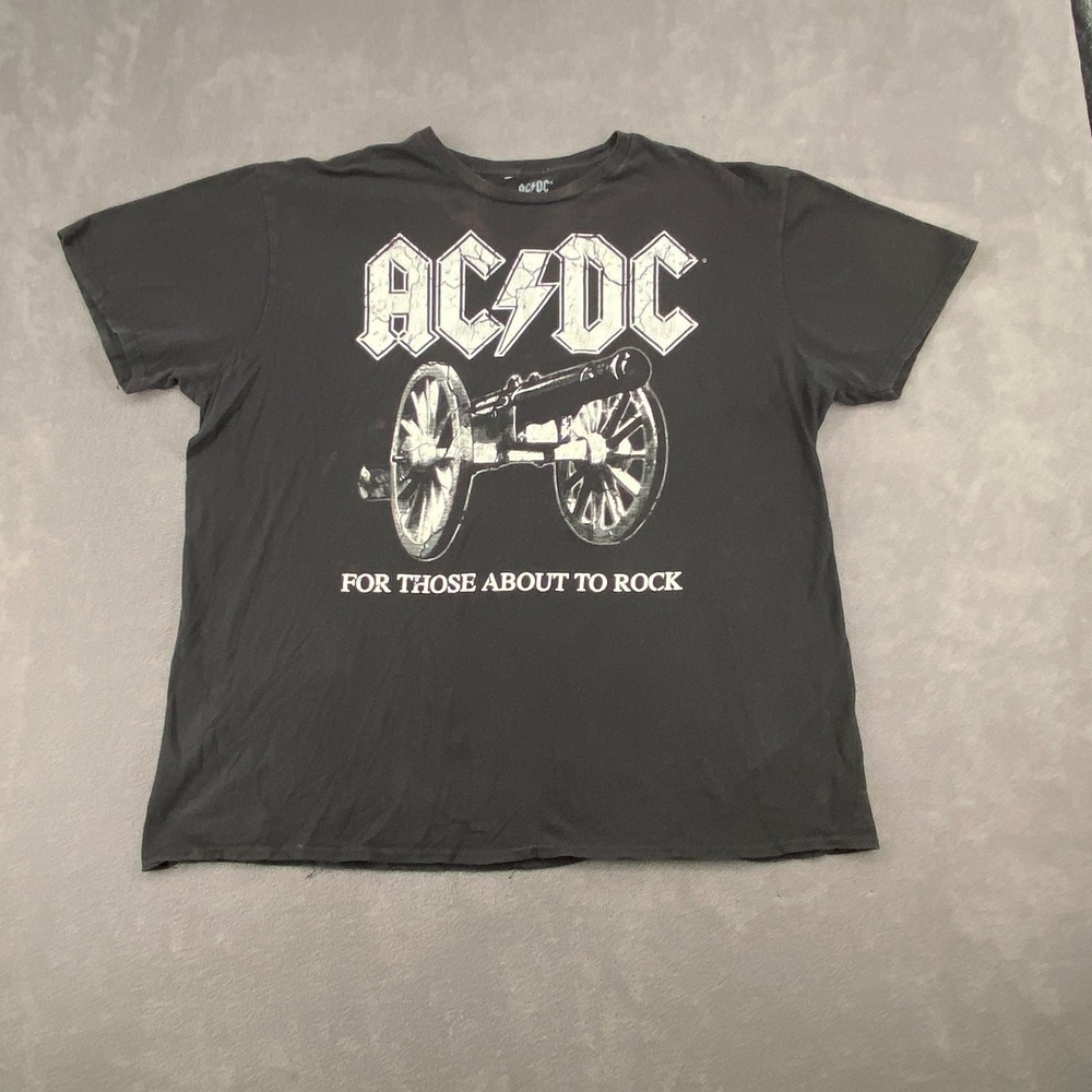 AC/DC T Shirt Mens 2XL Black Cotton Graphic For Those About To Rock‎ Music Band